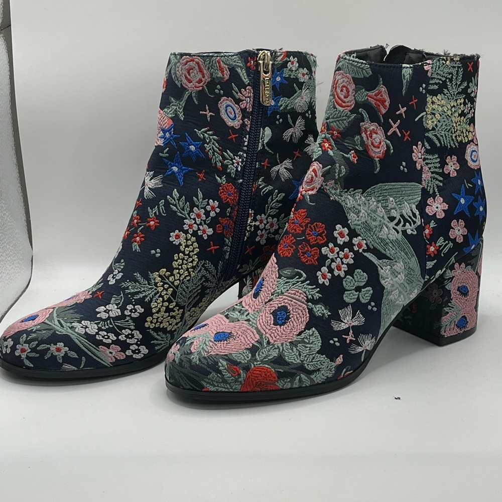 Indigo Rd Floral Embroidered Block Heel Boho Ankle Boots Bootie   – Women's 6.5M
